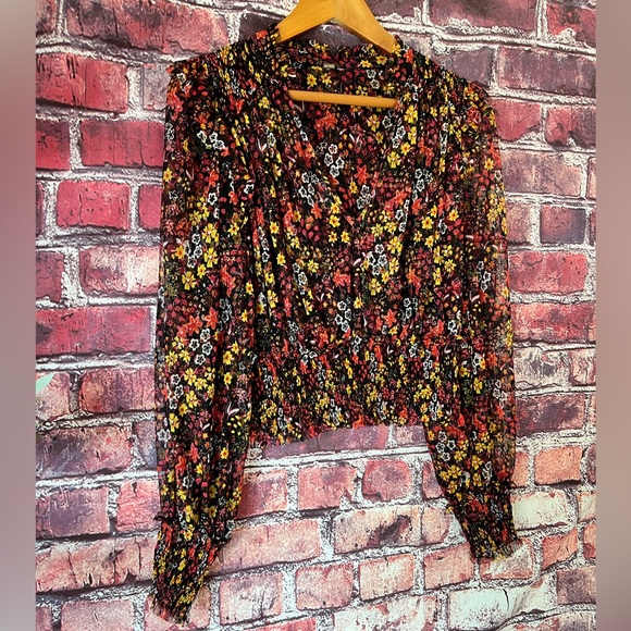 Free People Twyla Mesh Smocked Floral Crop Top - Picture 4 of 9